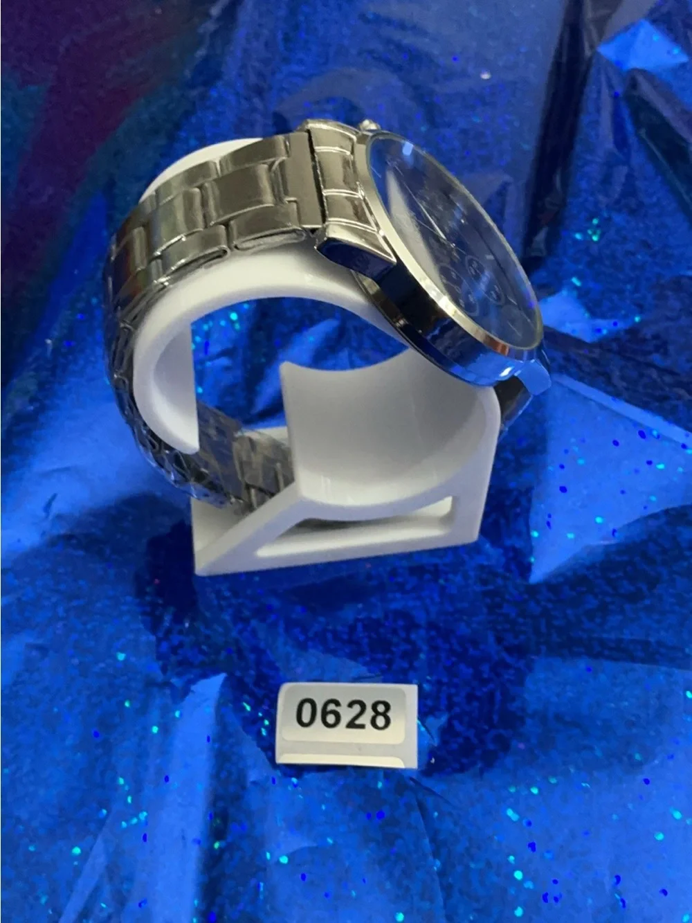 Men's Silver Bracelet Watch with Blue Dial